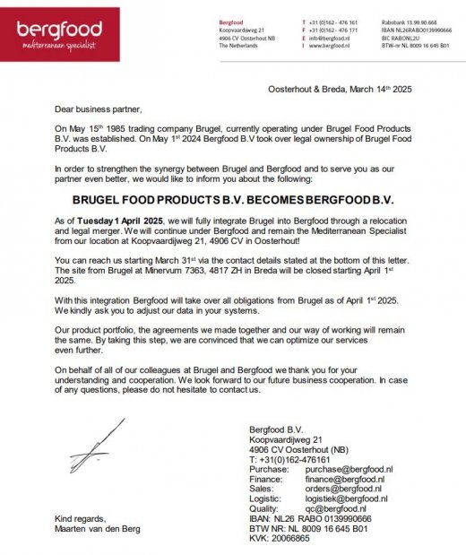 Brief Brugel Bergfood