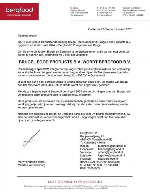 Brief Brugel wordt Bergfood