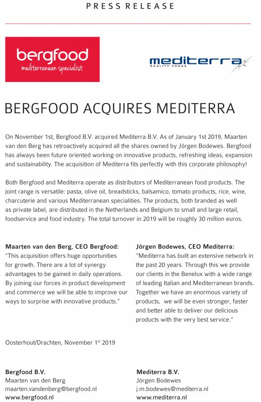 Press release Bergfood-Mediterra