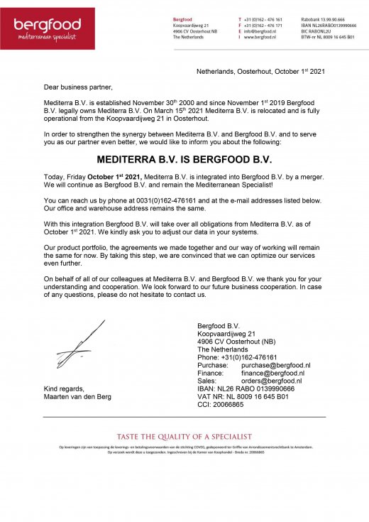 Bergfood is Mediterra bijlage ENG